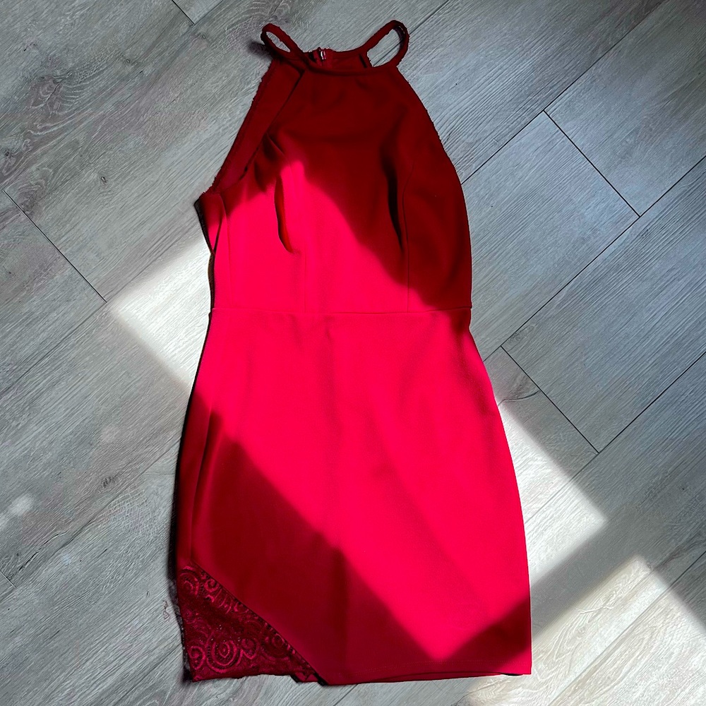 Emerald Sundae Red  Halter Dress